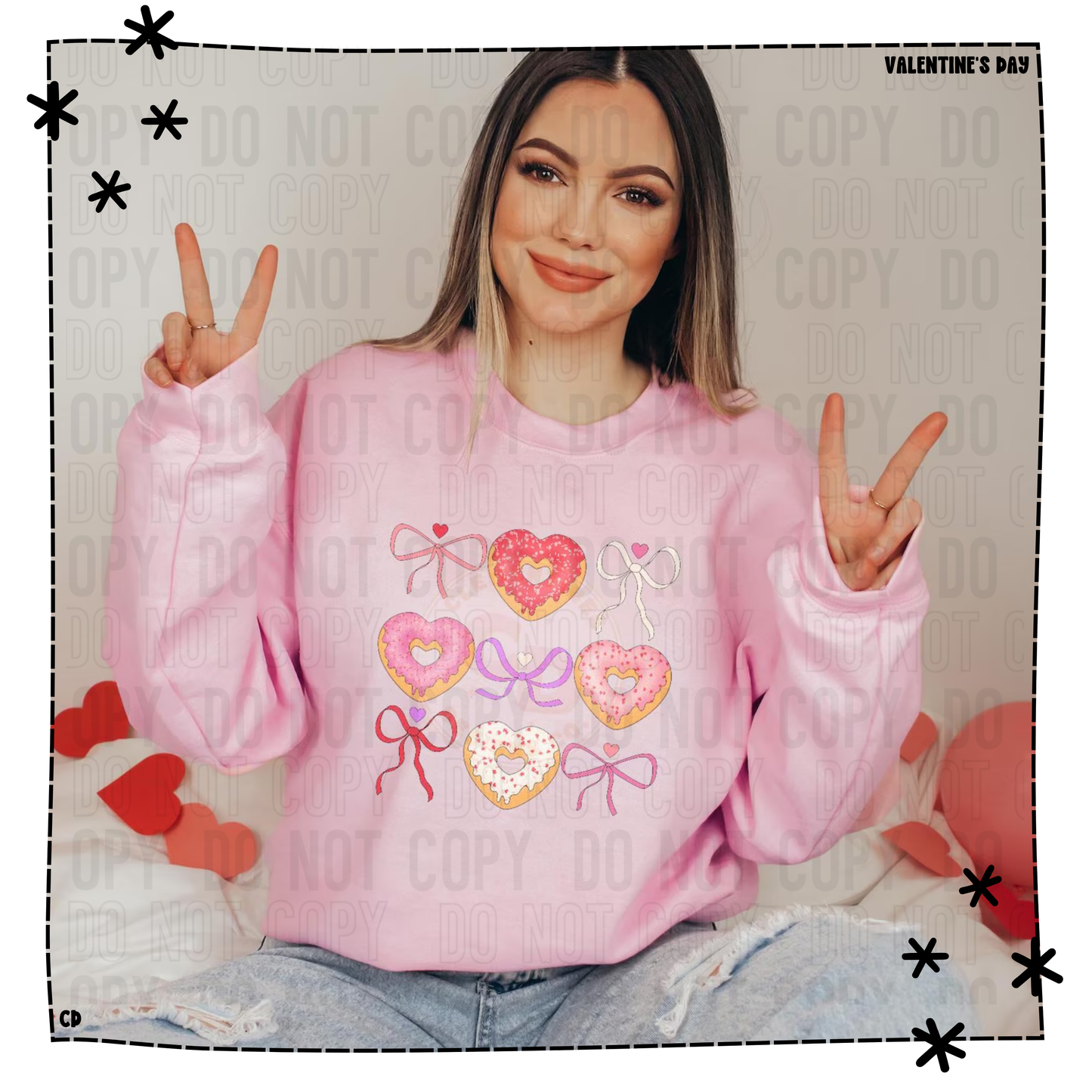 Valentine Collection - Conversation Donut Heart Bows Shirt & Sweatshirt