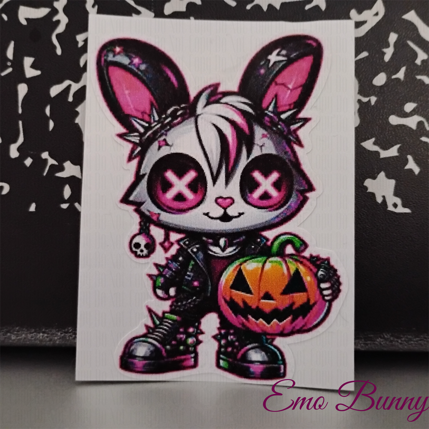 Emo Bunny vinyl sticker - creepy cute pastel goth