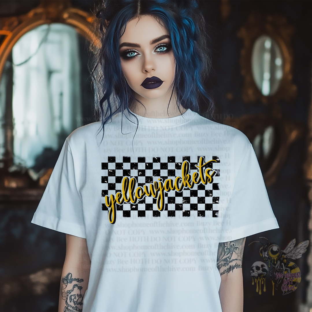 Yellow Jackets Checkered Graphic Tee
