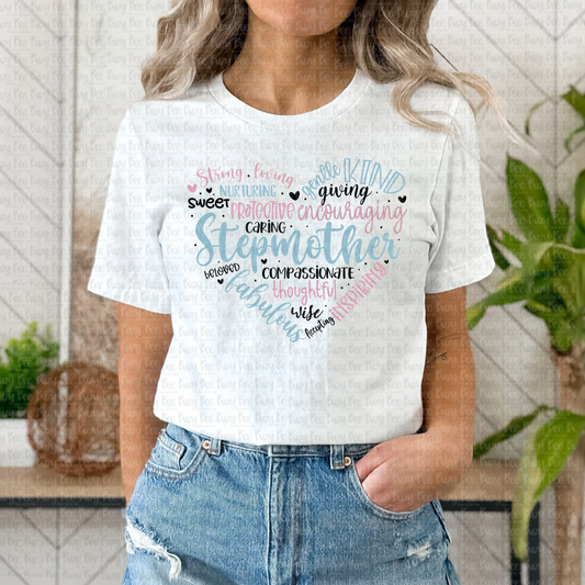 Stepmother Word Heart Graphic Tee