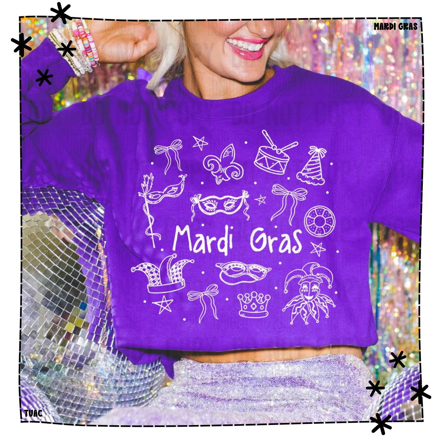 Mardi Gras Doodle White| Mardi Gras Tee & Sweatshirt