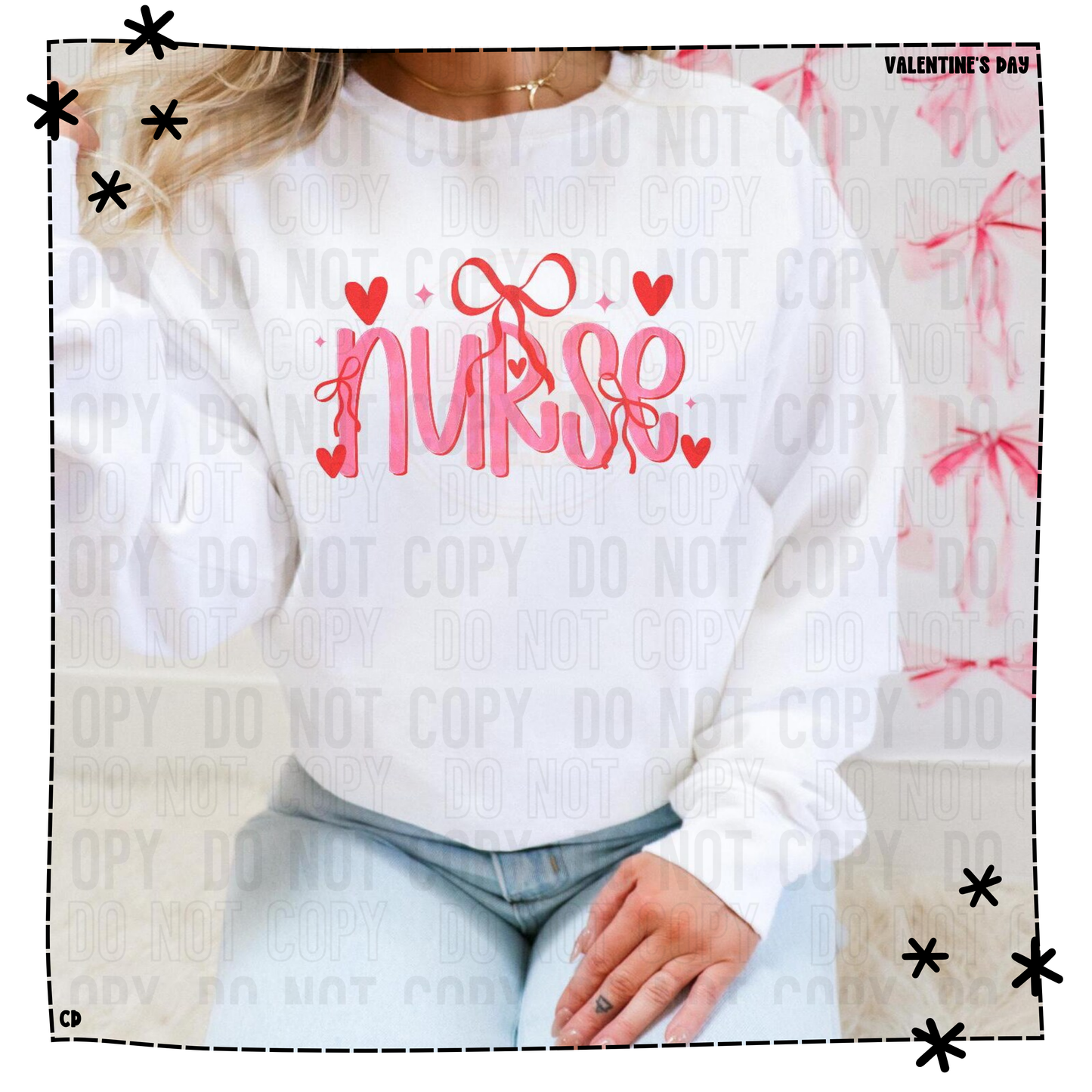 Valentine Collection -Nurse Heart and Bow Shirt & Sweatshirt