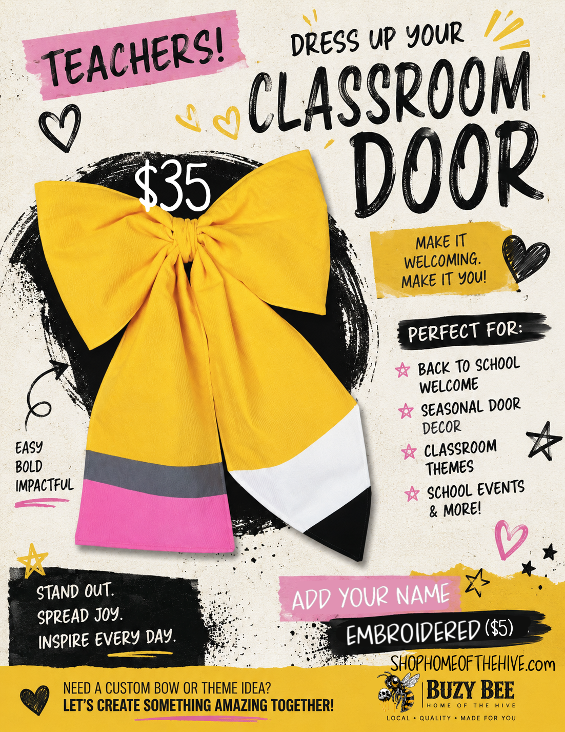 Pencil Bow for Teacher Door