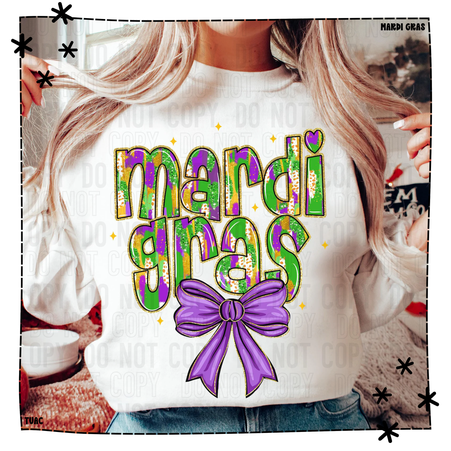Bow Mardi Gras Watercolor | Mardi Gras Tee & Sweatshirt