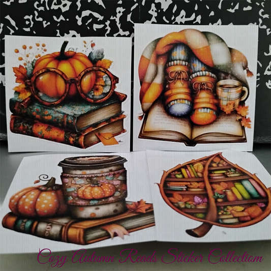 Pumpkins, books, blankets, lattes and leaf bookshelf designs