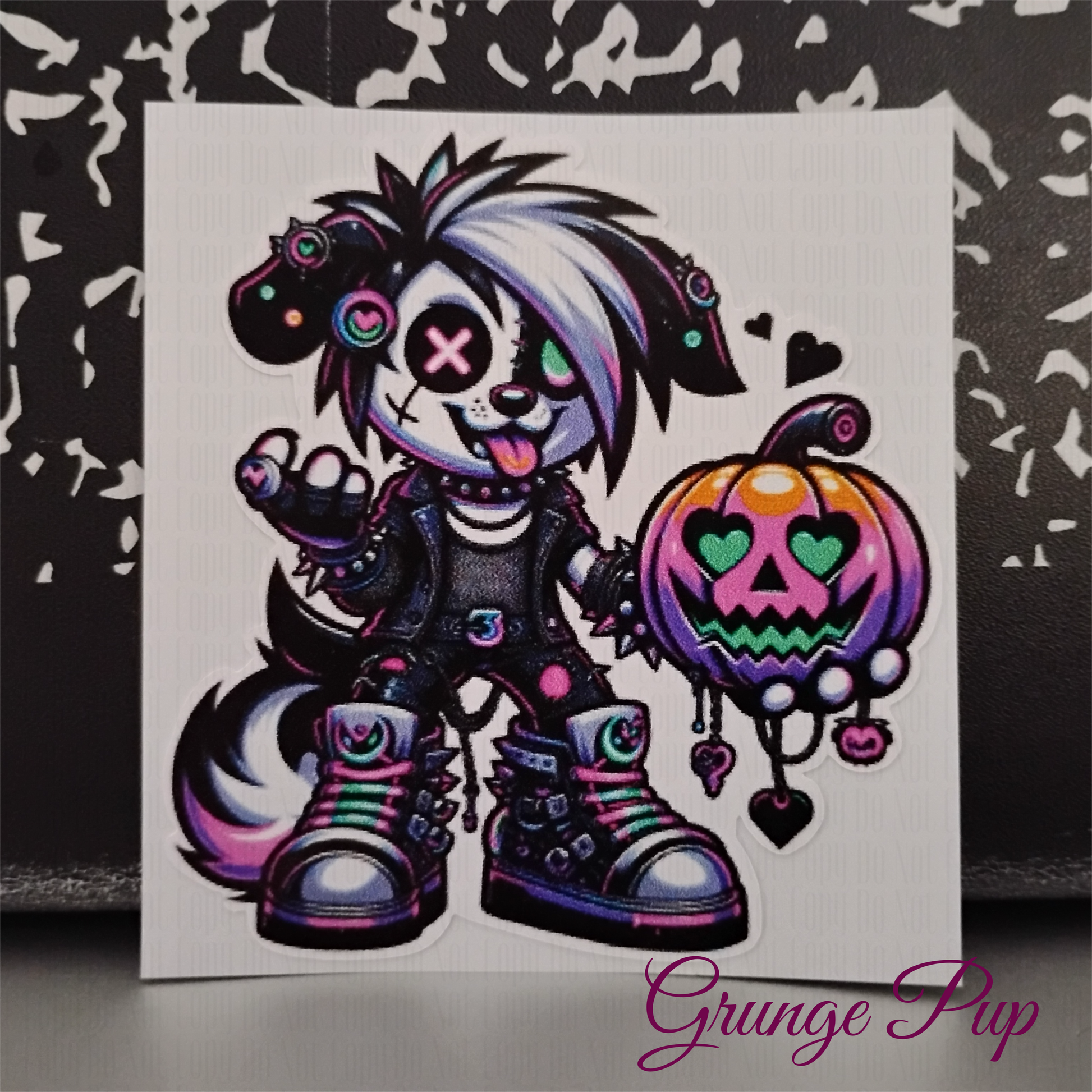 Grunge Pup sticker - spooky pastel punk puppy