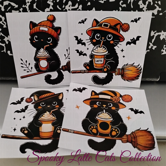 4 spooky cute witch cat designs