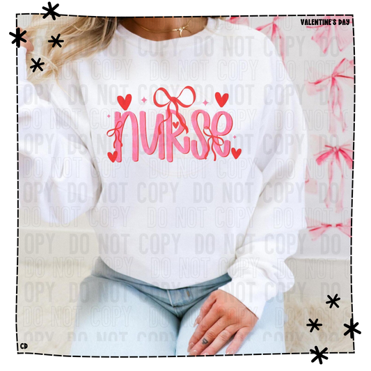 Valentine Collection -Nurse Heart and Bow Shirt & Sweatshirt