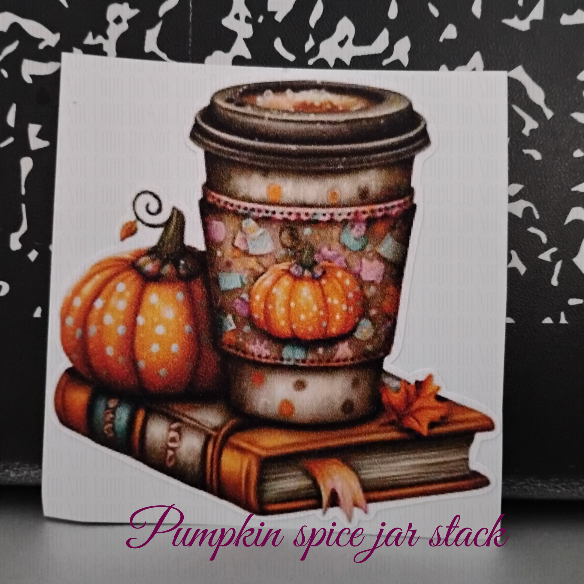 pumpkin latte on autumn books - cozy fall sticker