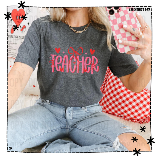 Valentine Collection -Teacher Heart and Bows Shirt & Sweatshirt